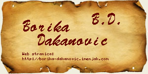 Borika Dakanović vizit kartica